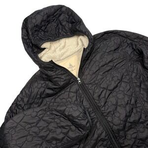 Disney Parks Mickey Quilted Sherpa Lined Jacket XXL Hood Black Mickey Stitching